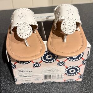 Jack Rogers White and Tan Baby Jacks Sandals